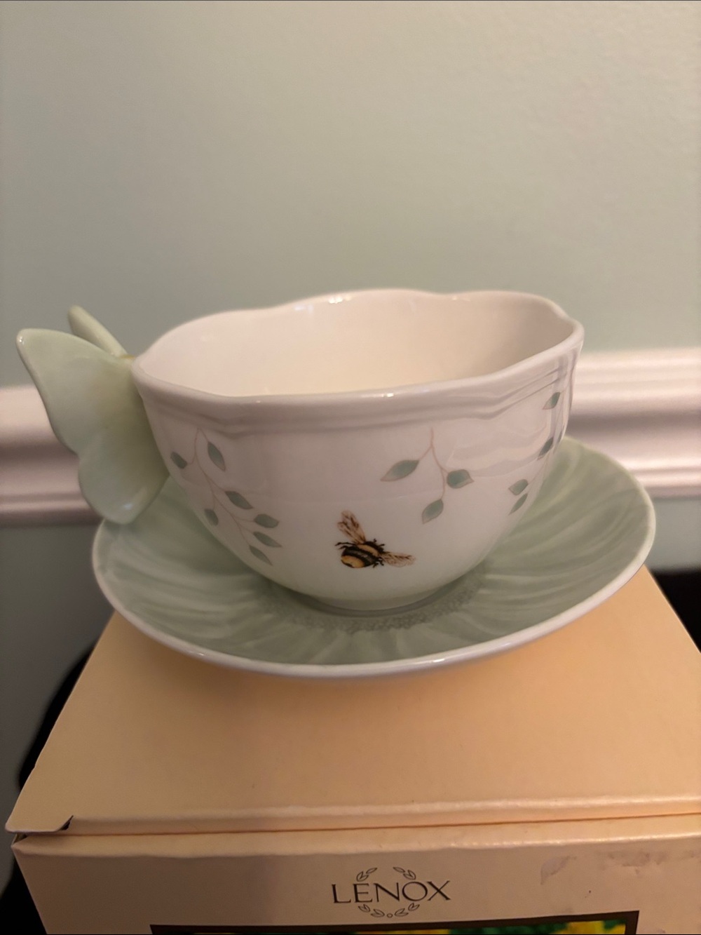 Lenox Butterfly Meadow Green Cup & Sauce set
